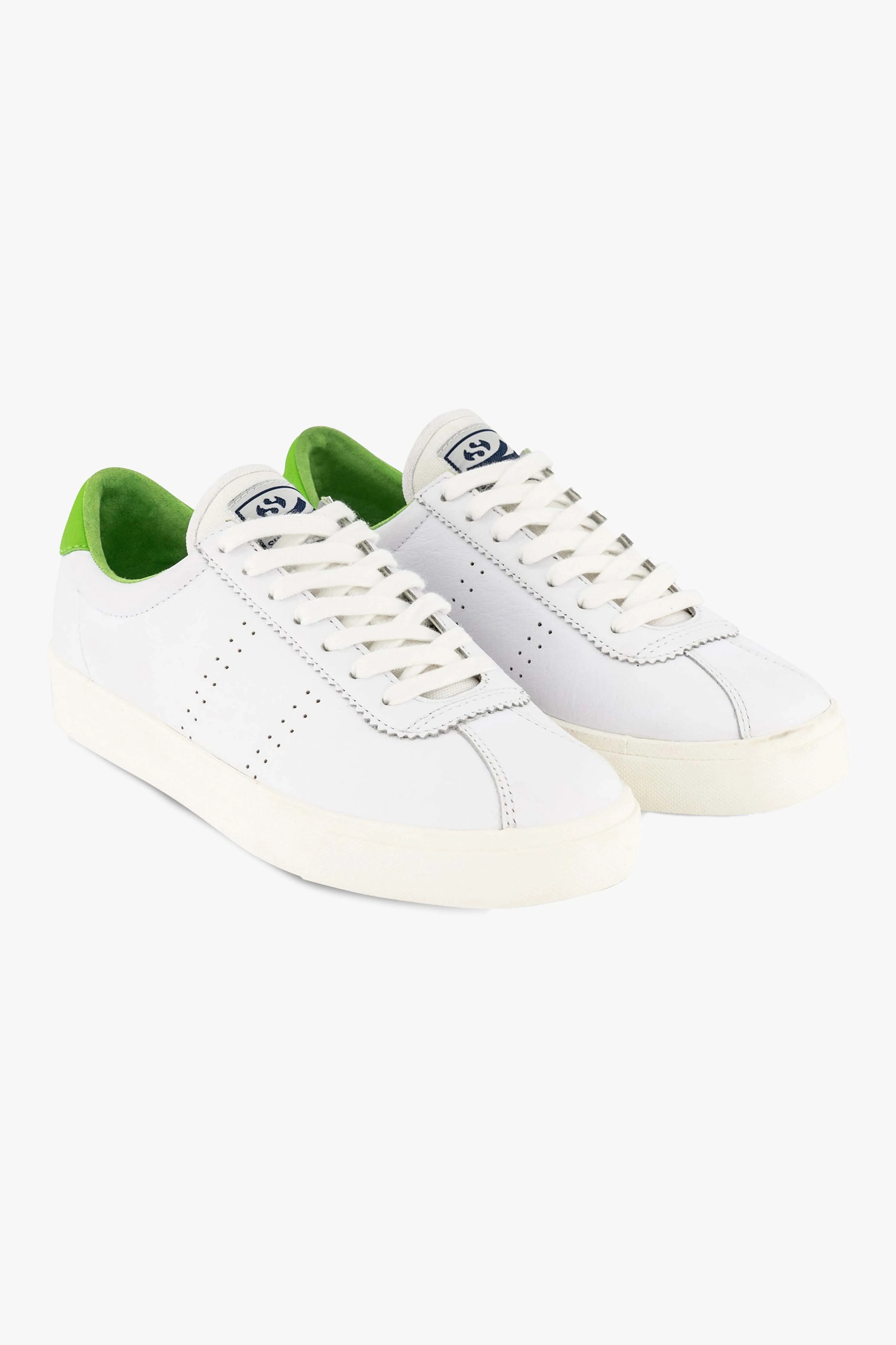 2843 Club S Comfort White with Green Flash Leather Sneaker