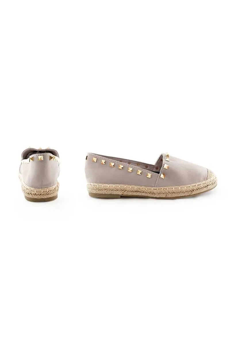 Amera- Grey Suede Studded Espadrilles