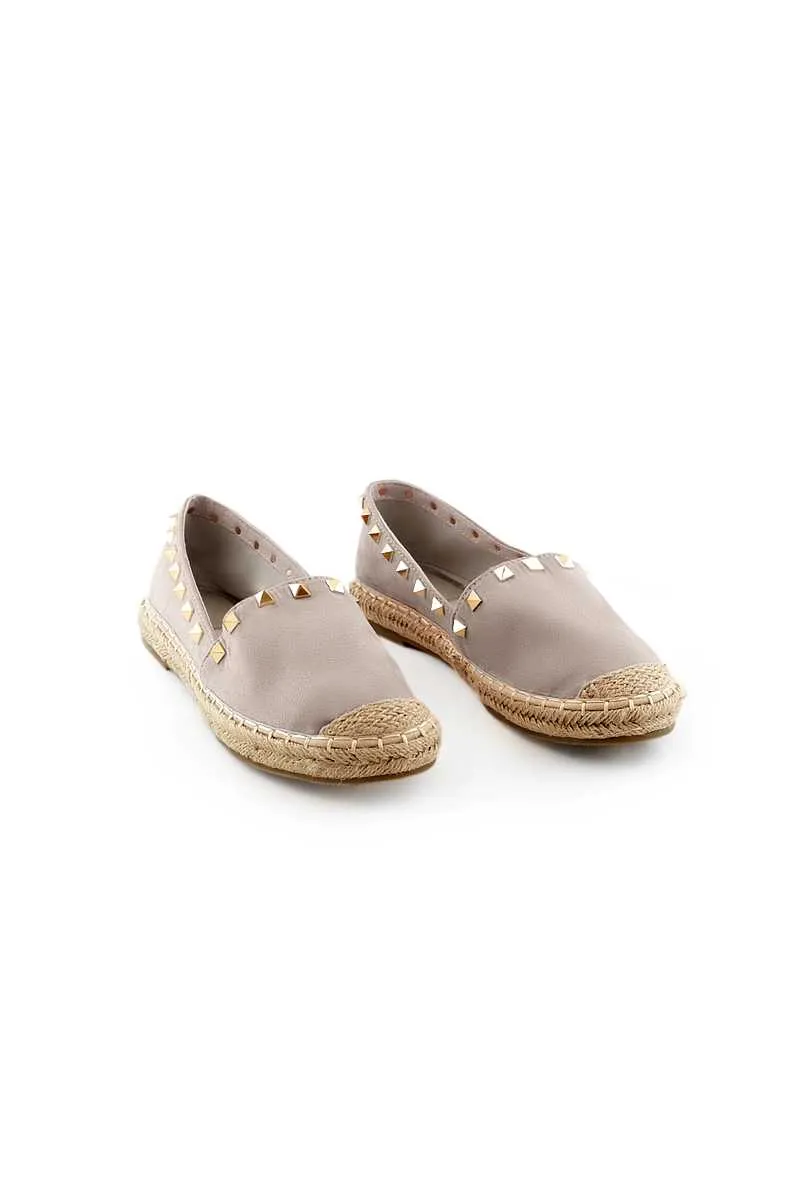 Amera- Grey Suede Studded Espadrilles