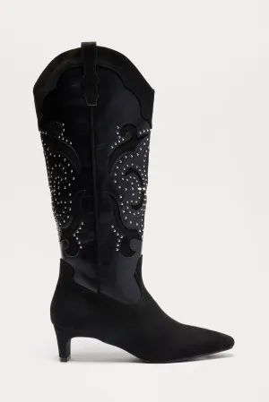 Atlanta Studded Cowboy Boots - Black