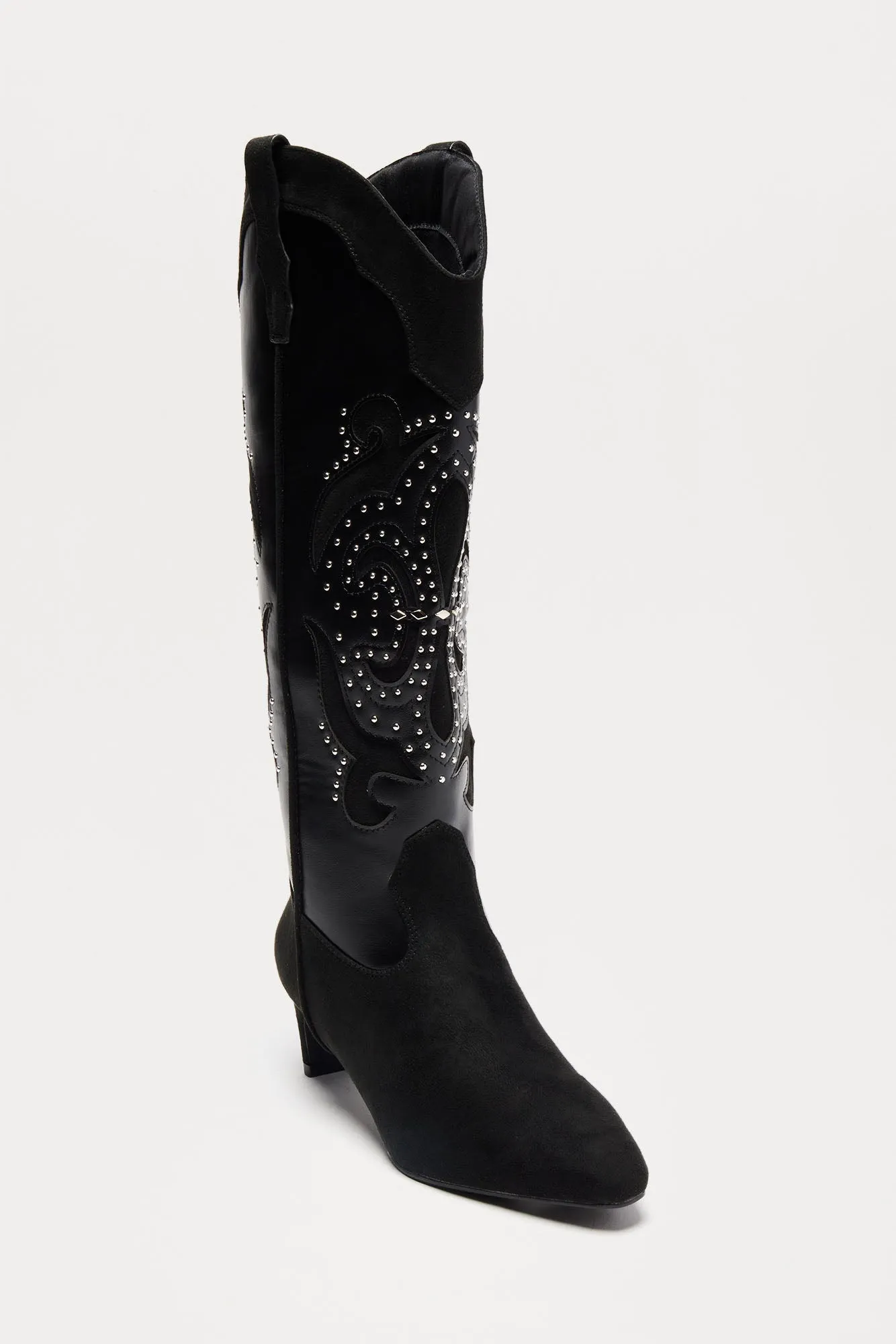 Atlanta Studded Cowboy Boots - Black