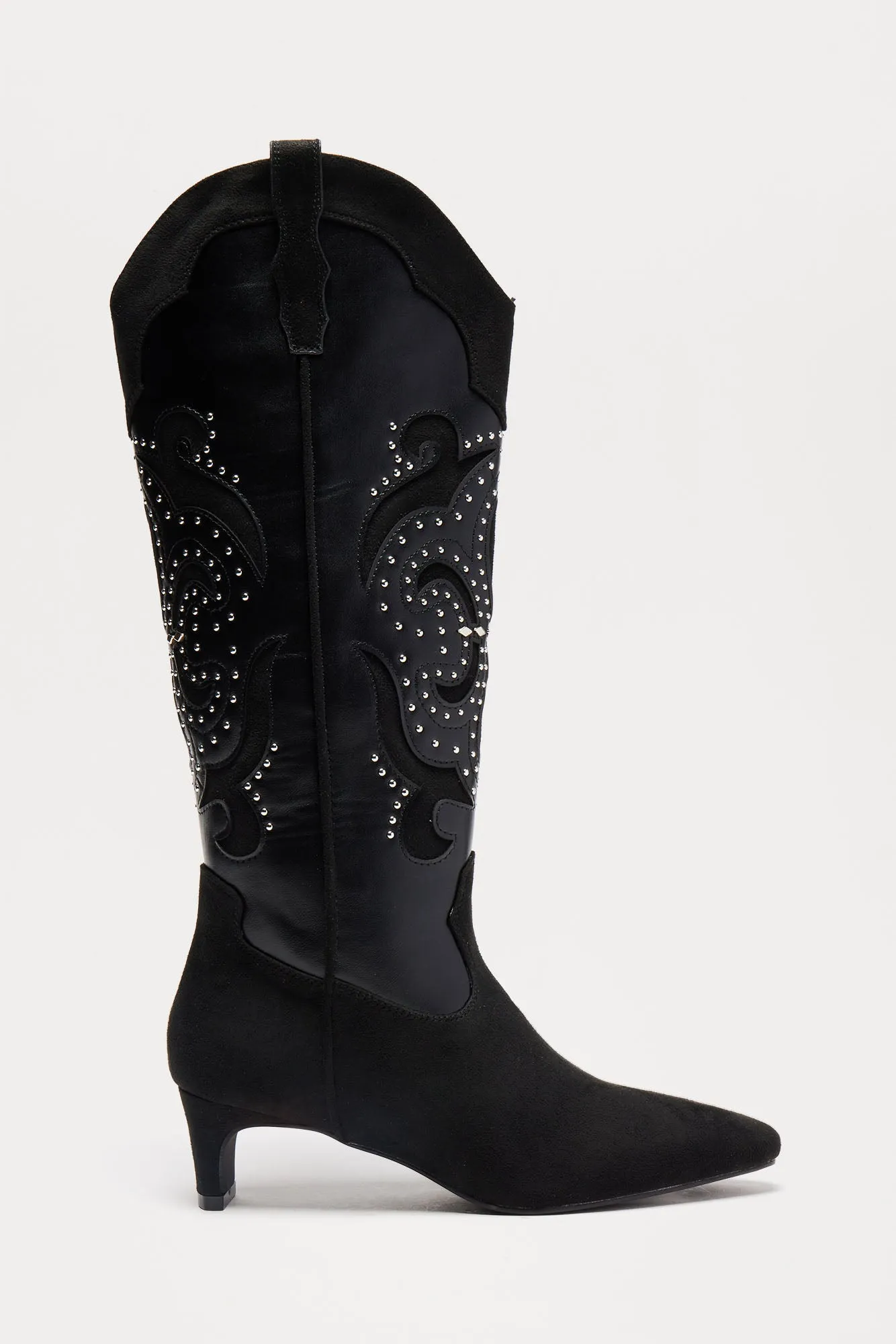 Atlanta Studded Cowboy Boots - Black