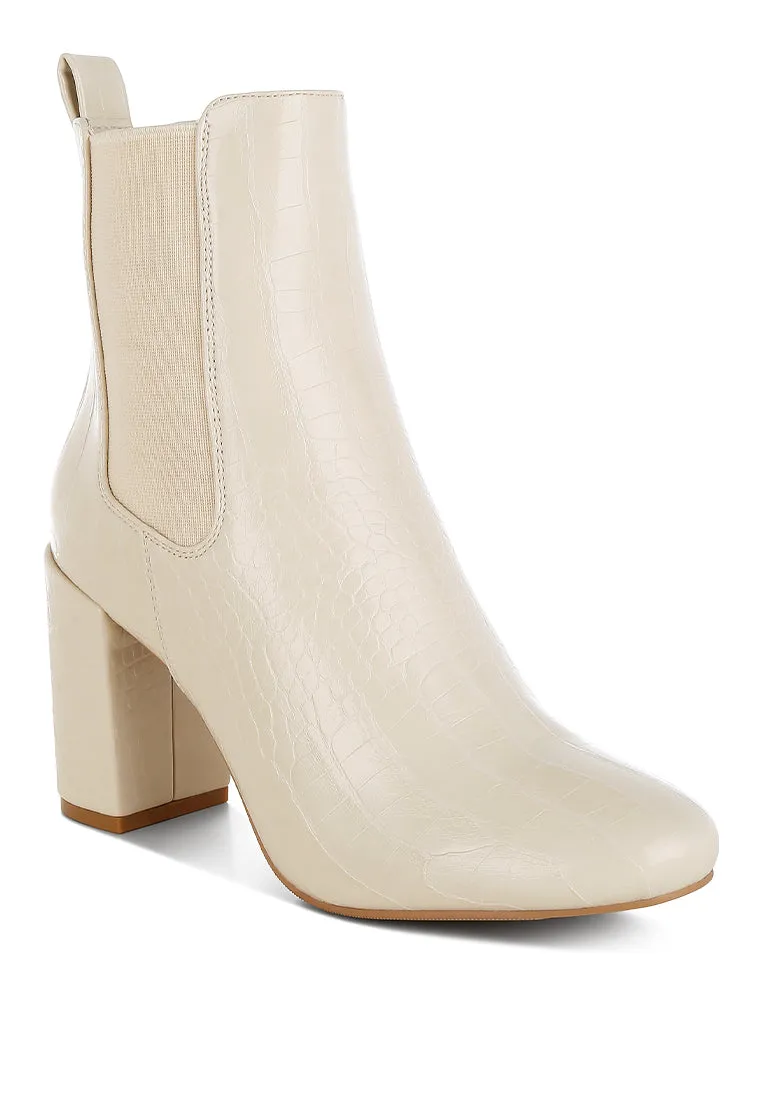 Babbel Faux Leather Block Heel Ankle Boots