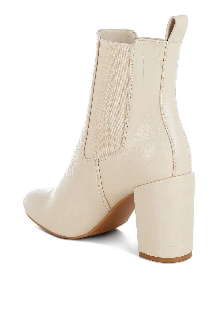 Babbel Faux Leather Block Heel Ankle Boots