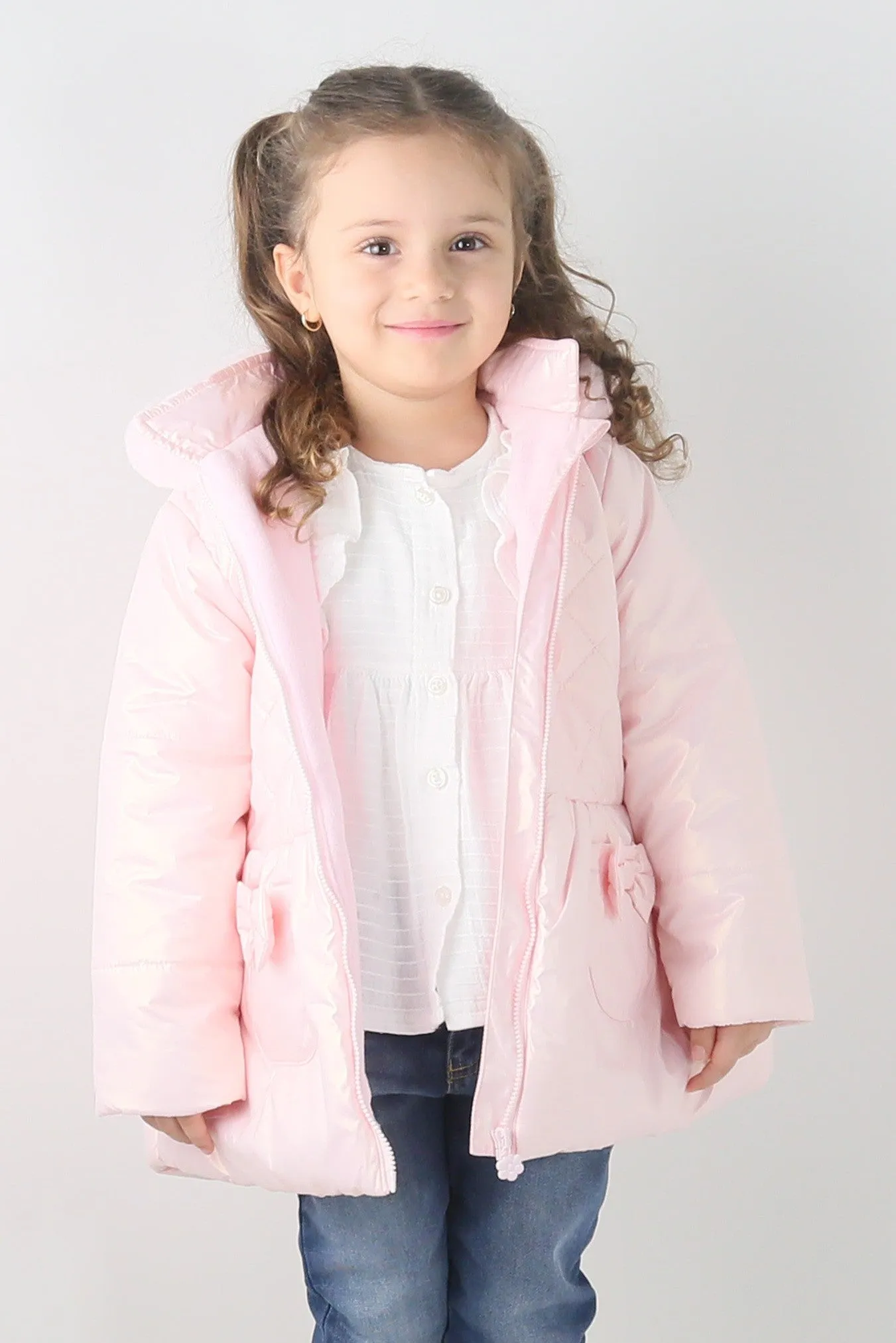 Baby & Girls' Quilted Hooded Puffer Coat - SASHA - Pink