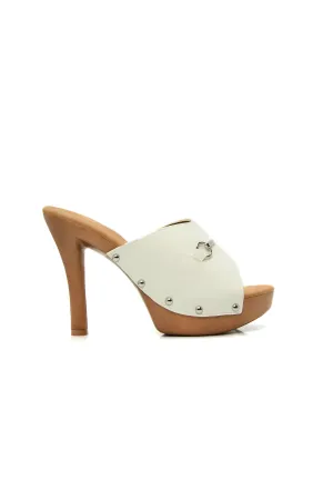 Backseat Lover Heeled Mule - White