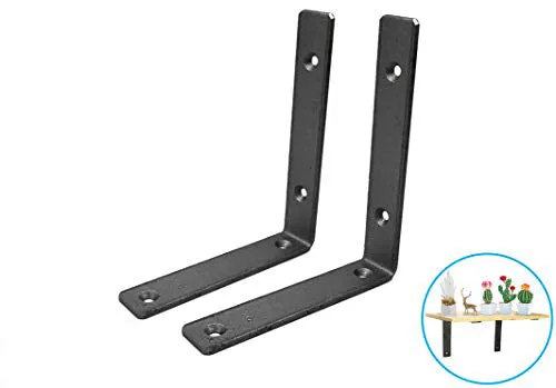 B&Z Heavy Duty Angle Shelf Bracket Industrial Iron Hand Made Wall Mount For Fixing Scaffold Board Rustic Oak Mental Wood Shelves L Shape Brackets | 2 Shapes - 3 Sizes - 3 Colors