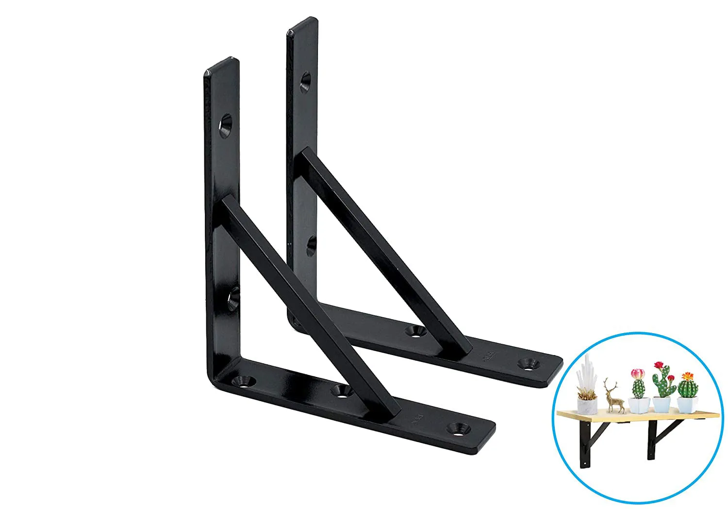 B&Z Heavy Duty Angle Shelf Bracket Industrial Iron Hand Made Wall Mount For Fixing Scaffold Board Rustic Oak Mental Wood Shelves L Shape Brackets | 2 Shapes - 3 Sizes - 3 Colors