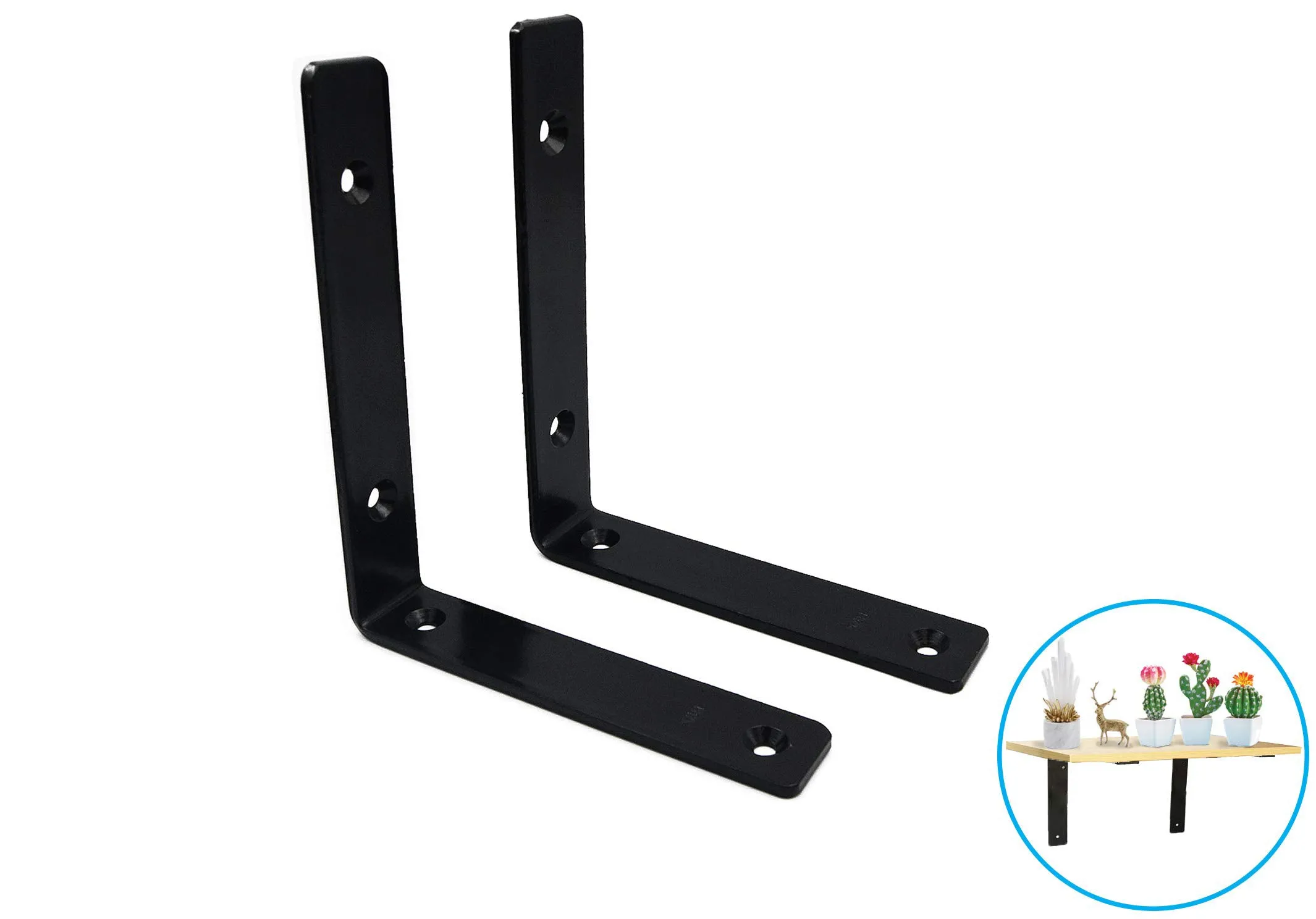 B&Z Heavy Duty Angle Shelf Bracket Industrial Iron Hand Made Wall Mount For Fixing Scaffold Board Rustic Oak Mental Wood Shelves L Shape Brackets | 2 Shapes - 3 Sizes - 3 Colors