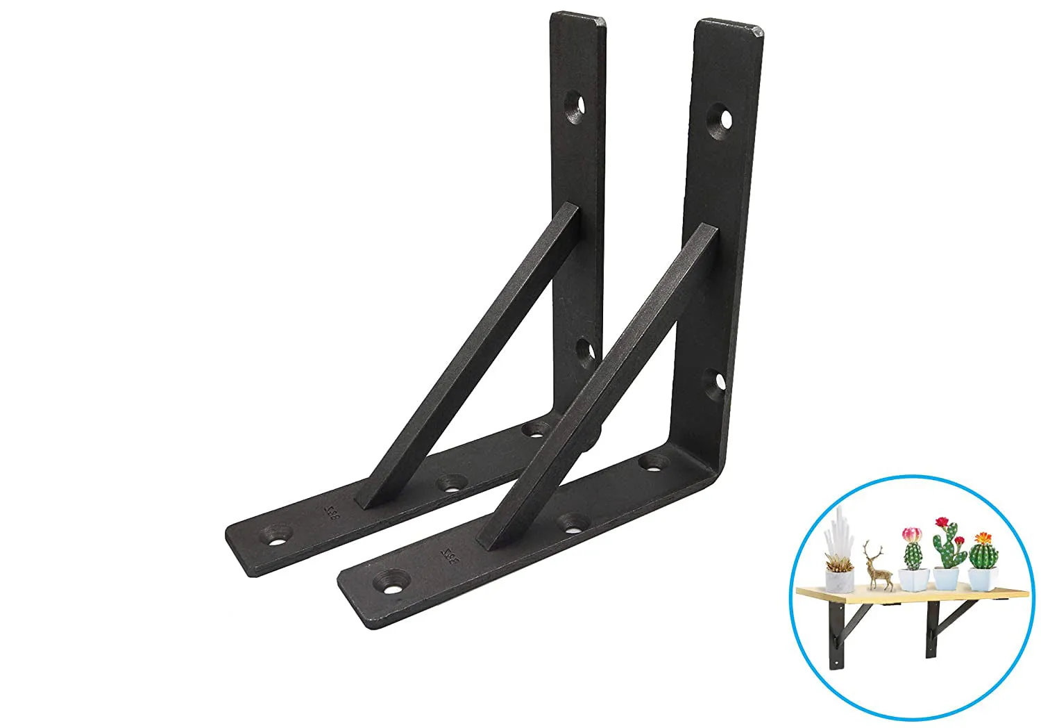 B&Z Heavy Duty Angle Shelf Bracket Industrial Iron Hand Made Wall Mount For Fixing Scaffold Board Rustic Oak Mental Wood Shelves L Shape Brackets | 2 Shapes - 3 Sizes - 3 Colors