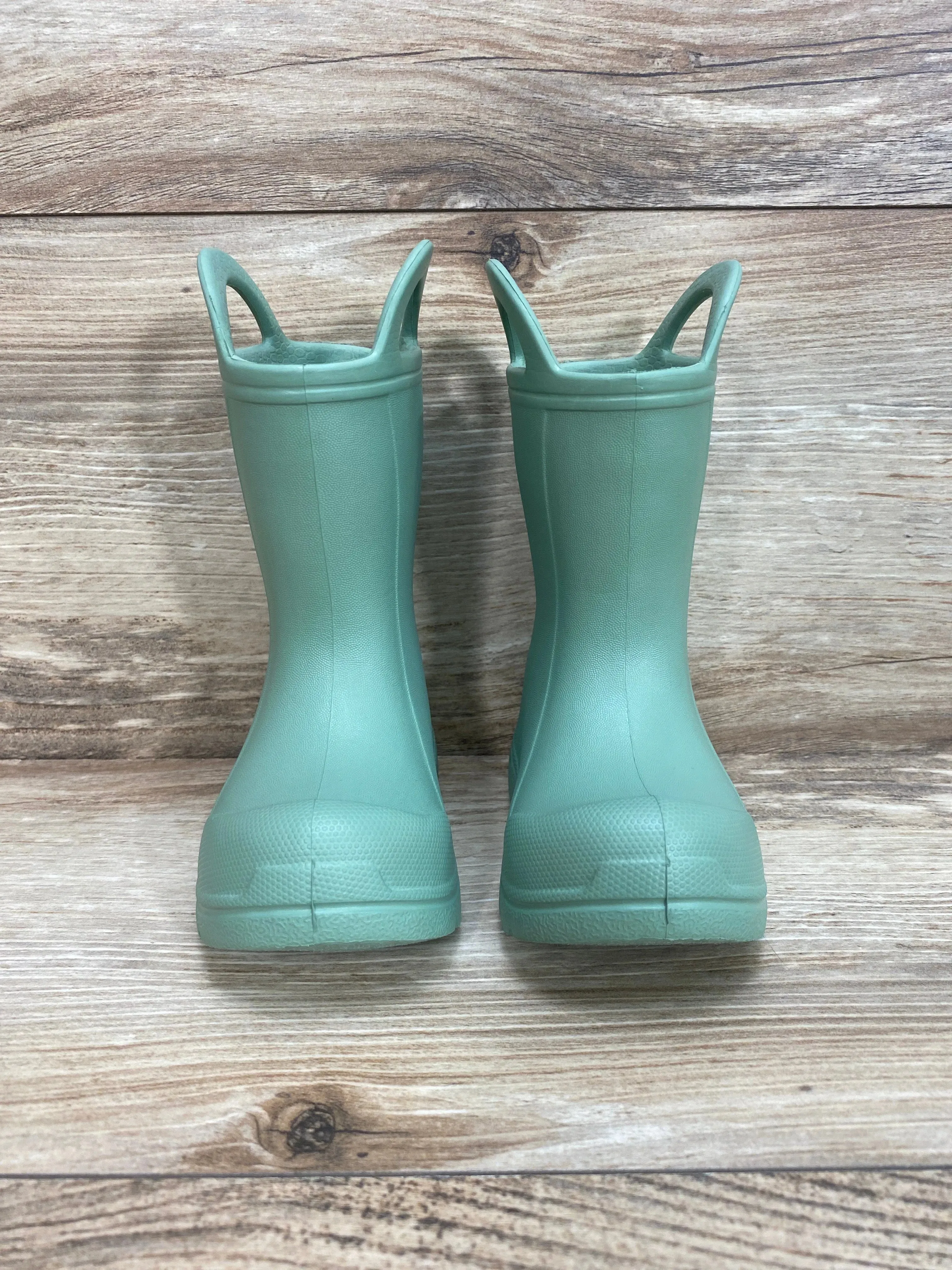 BEARPAW Toddler EVA Rain Boots with Easy Pull-On Handles Green Sz 3c