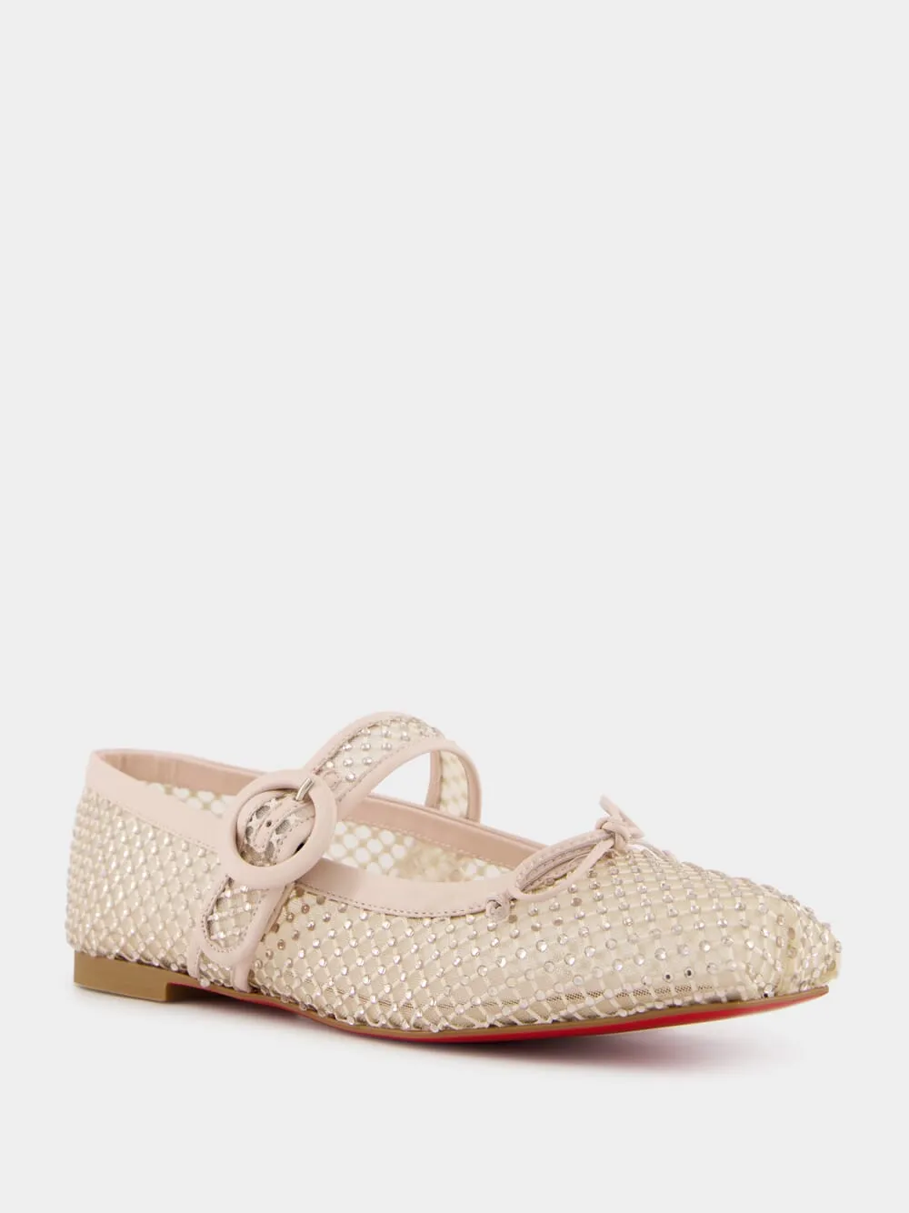 Beige Mamastrapitina Resille Strass Mesh Ballerinas