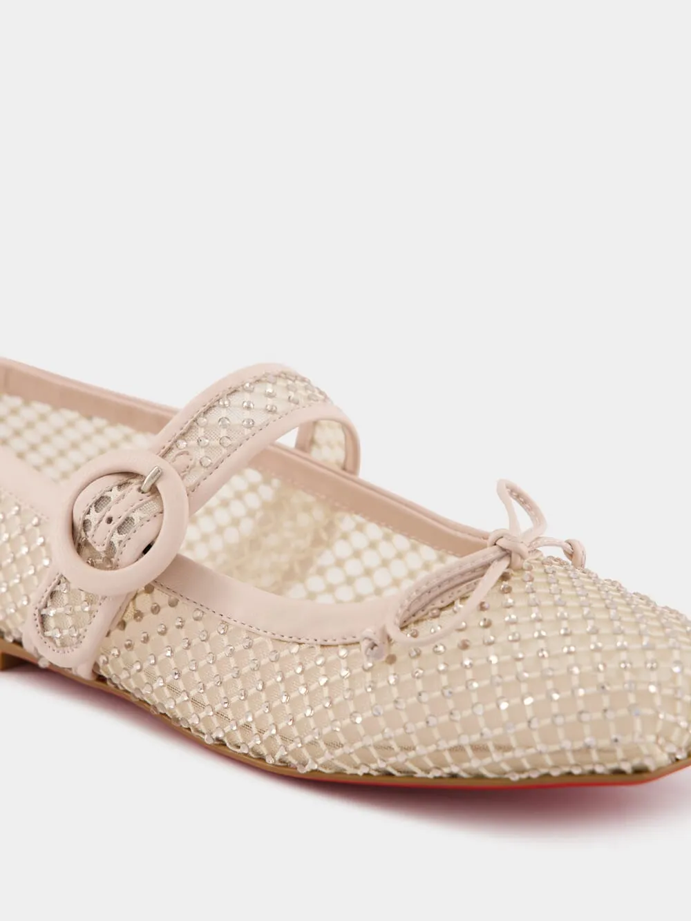 Beige Mamastrapitina Resille Strass Mesh Ballerinas