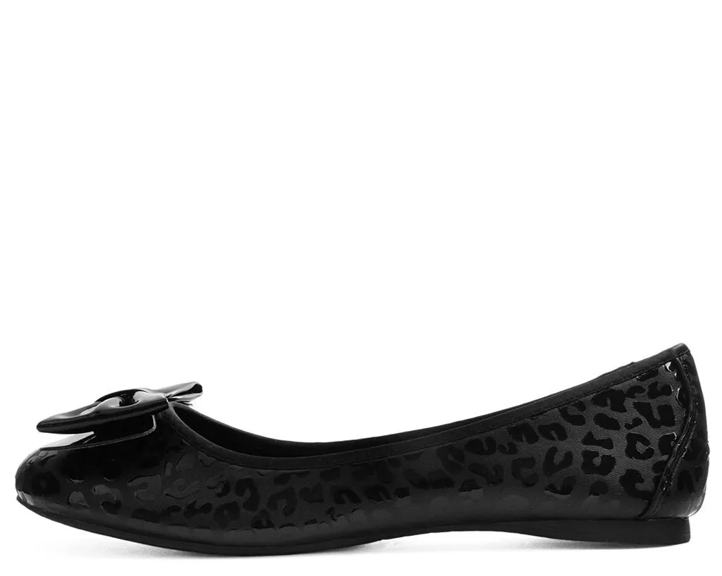 Black Leopard Patent Flat