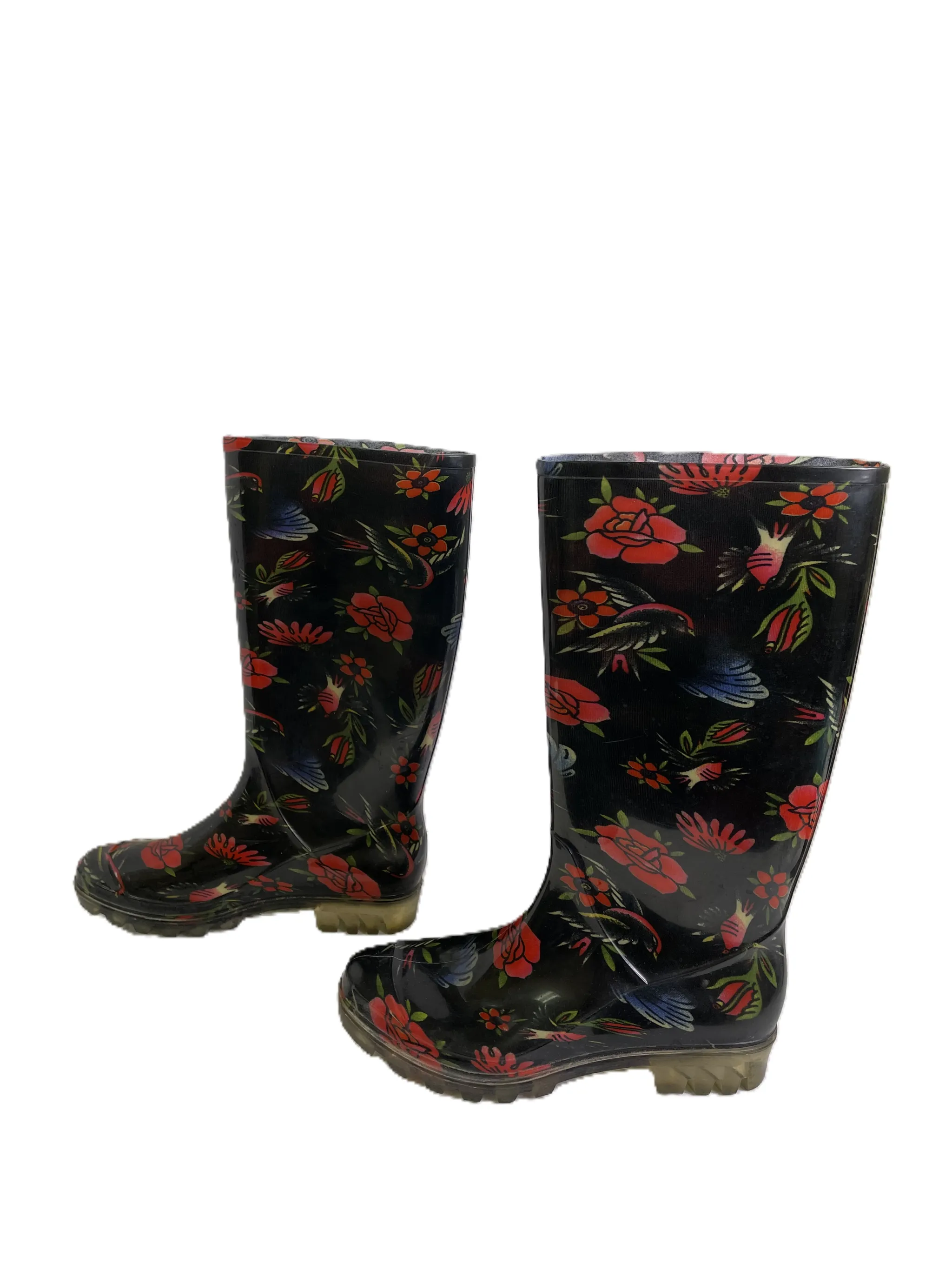 Boots Rain By Easy In Floral Print, Size: 8