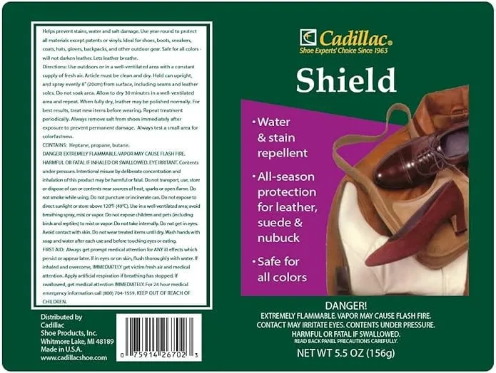 Cadillac Shield Water and Stain - Leather and Fabric Protector Spray - 5.5 oz