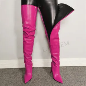 Crotch High Boots Faux Leather Lining