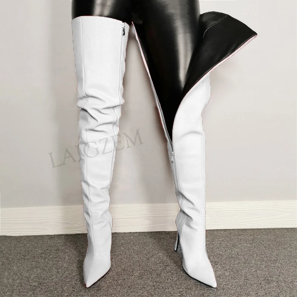 Crotch High Boots Faux Leather Lining