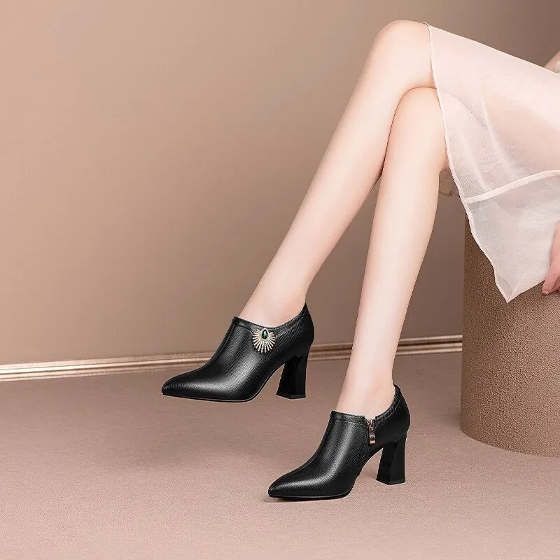 Crystal Chic Pointed Toe High Heels Ankle Boots