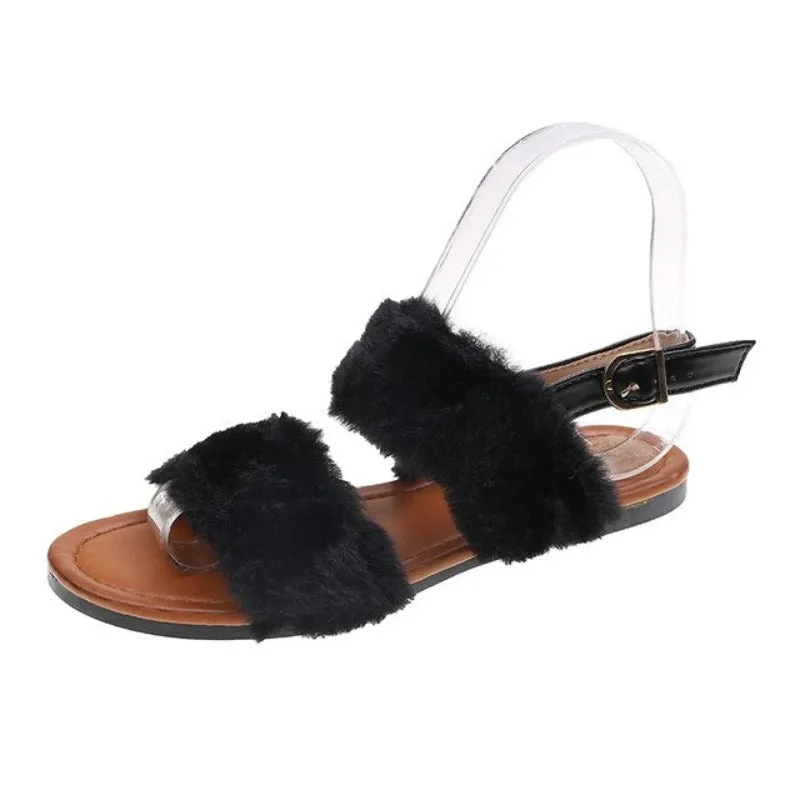 Faux Fur Sweet Candy-Colored Slippery-Proof Platform Autumn Slippers