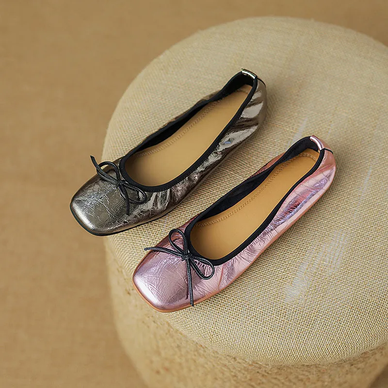 Fawn Square Toe Ballet Flats Pink