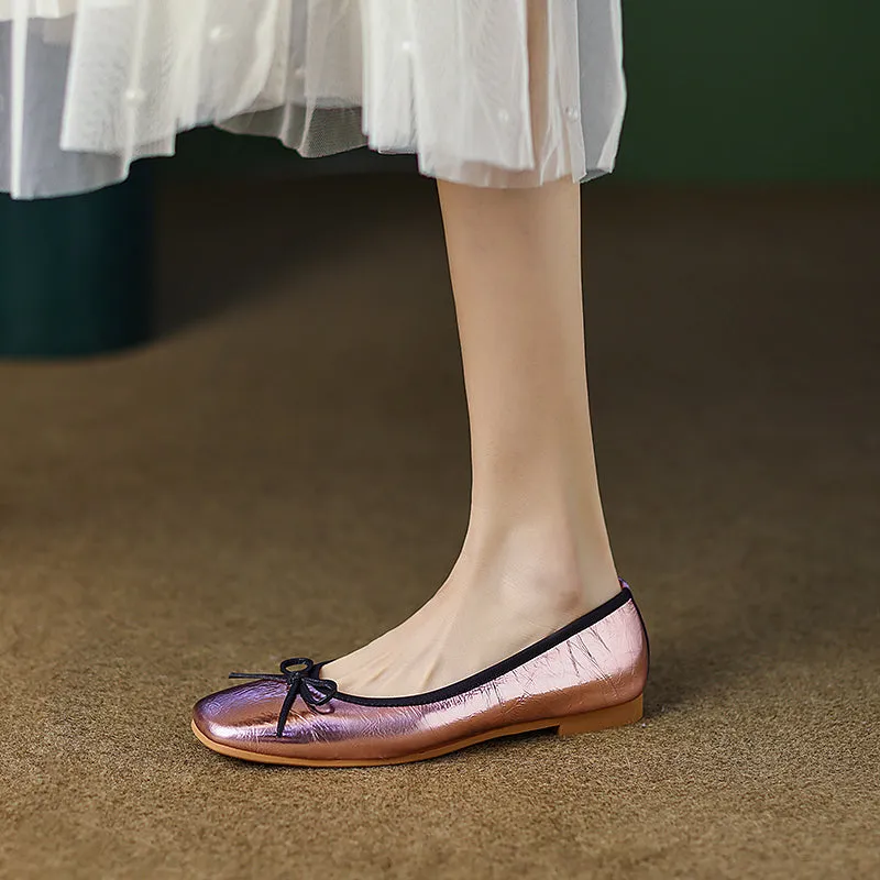 Fawn Square Toe Ballet Flats Pink