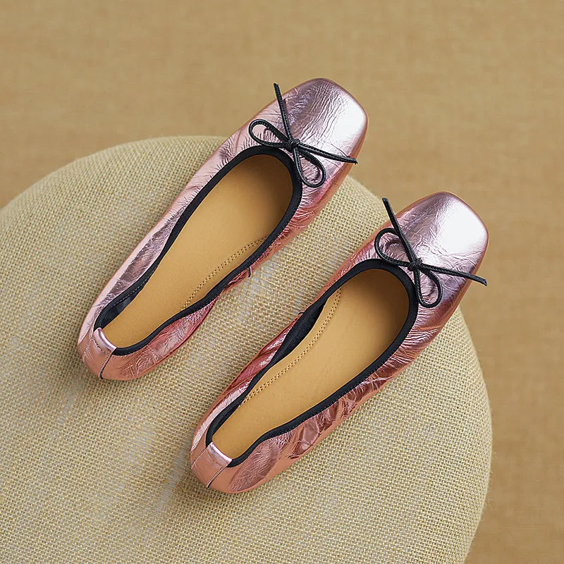 Fawn Square Toe Ballet Flats Pink