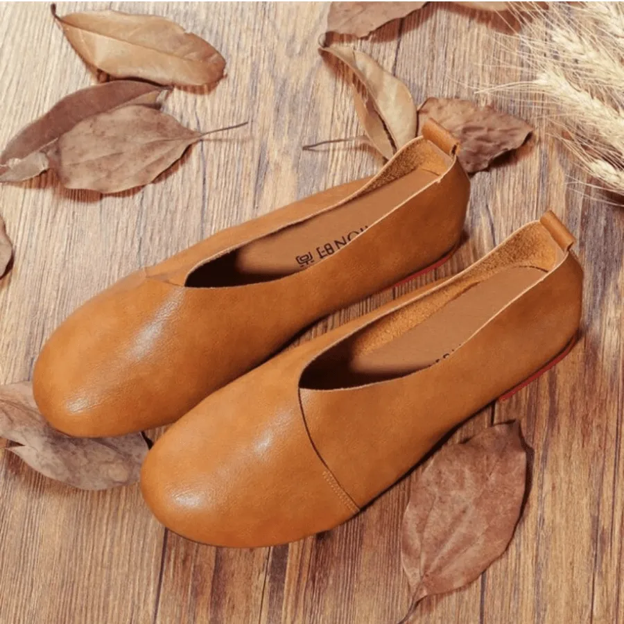 Genuine Leather Slip on Ballet Flats