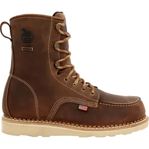 'Georgia Boot' Men's 8" Wedge Sole EH WP Soft Toe - Brown