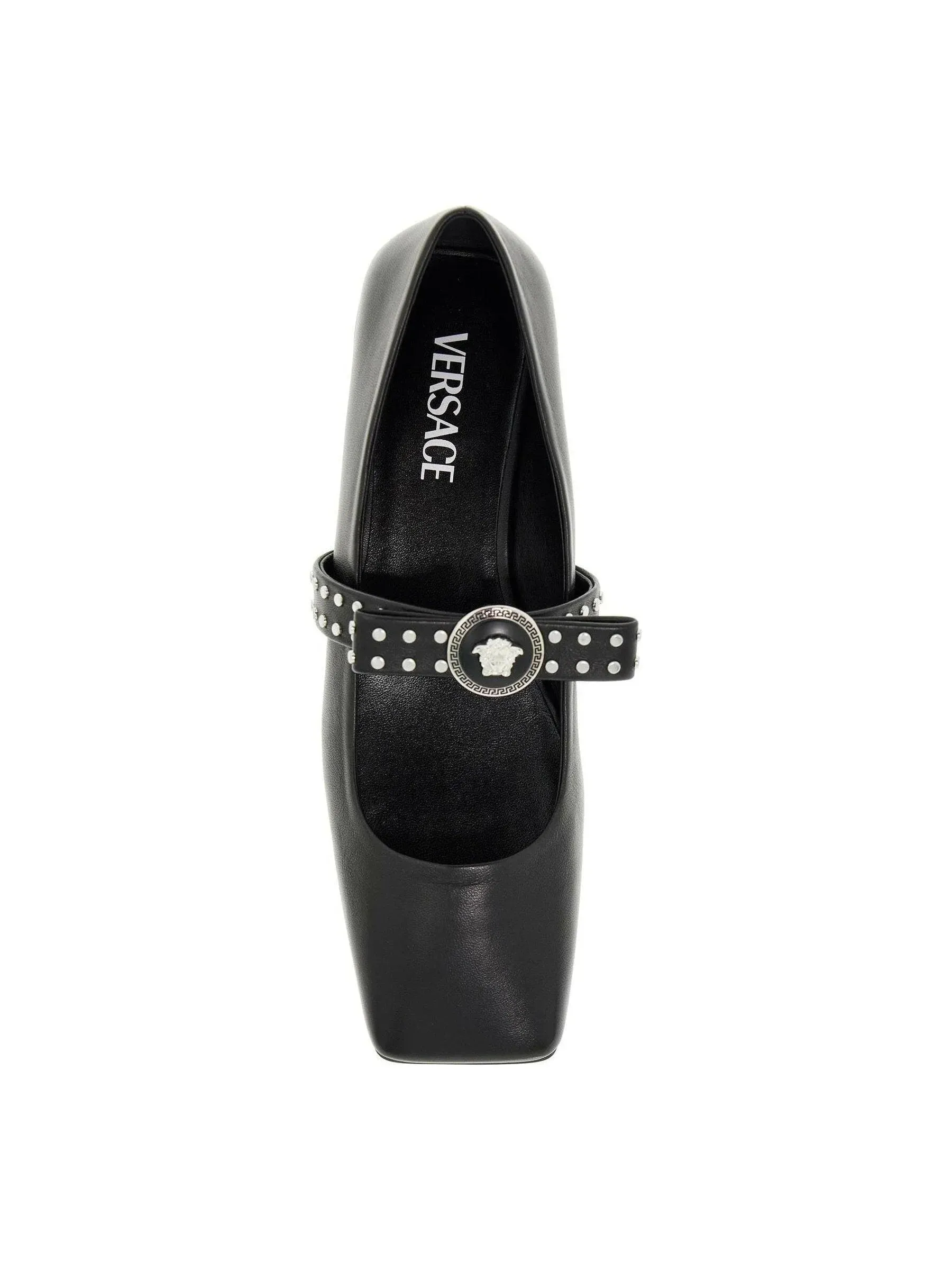 Gianni Ribbon Studded Leather Ballerinas