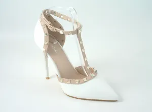 Glitz Shoes Cassidy Studded T Bar Court Shoe