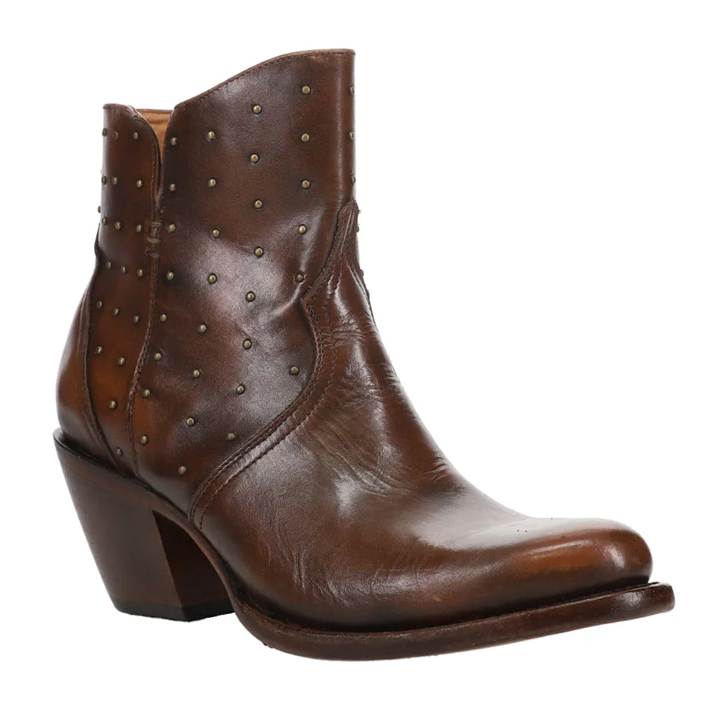 Harley Cowhide Zippered Studded Round Toe Cowboy Booties