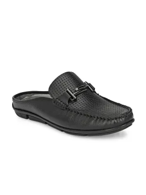 HITZ6133 Men's Black Leather Casual Slip-On Shoes