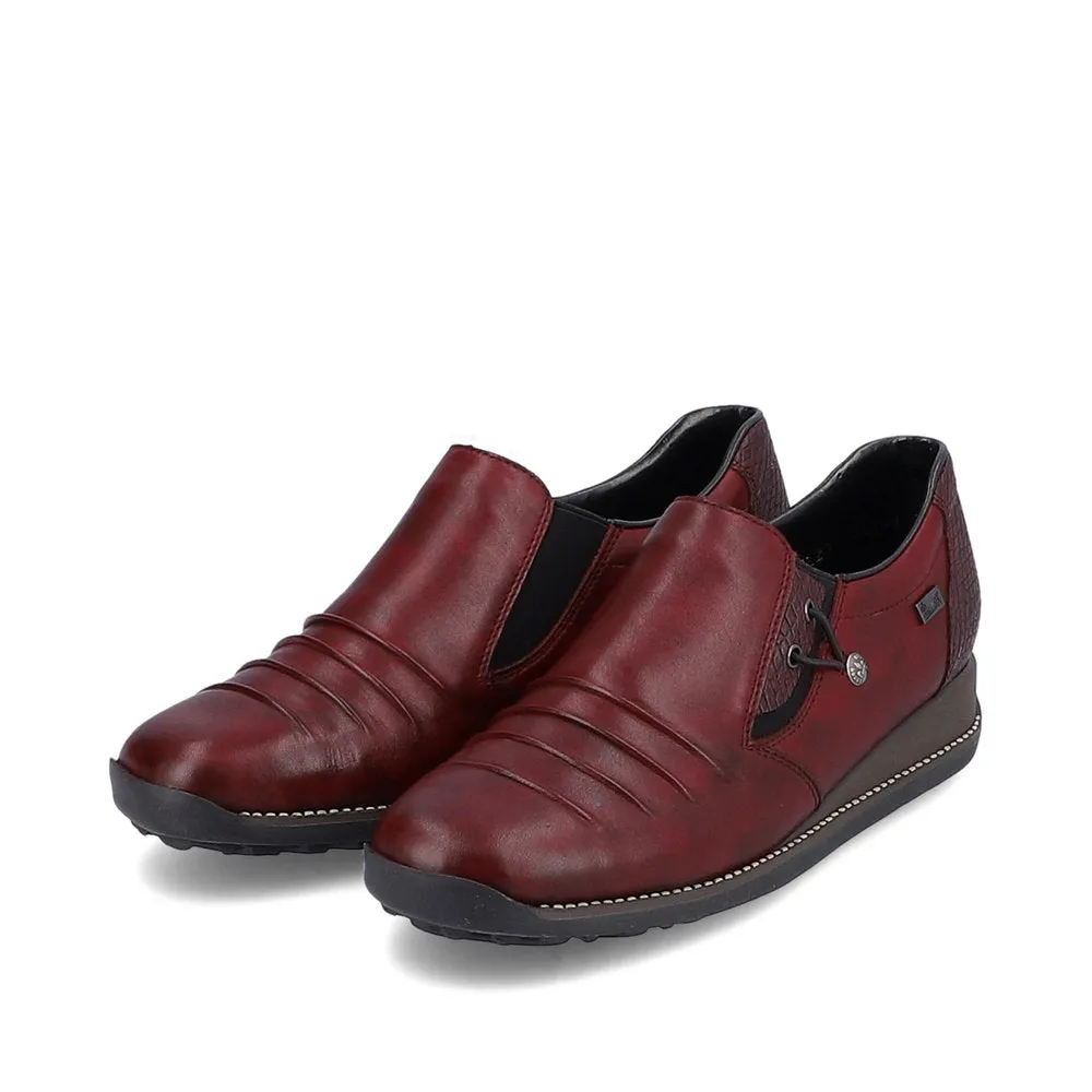 Ladies Rieker Burgundy Leather Shoes 44254-35 Water Repellent sale