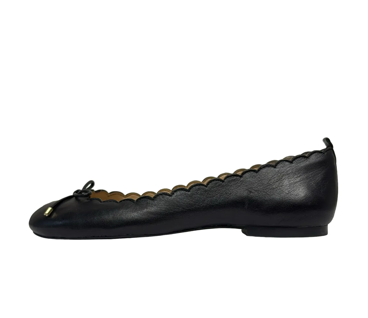 Land's End Women's Black Scalloped Edge Ballet Flats