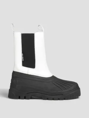 Leather and rubber rain boots