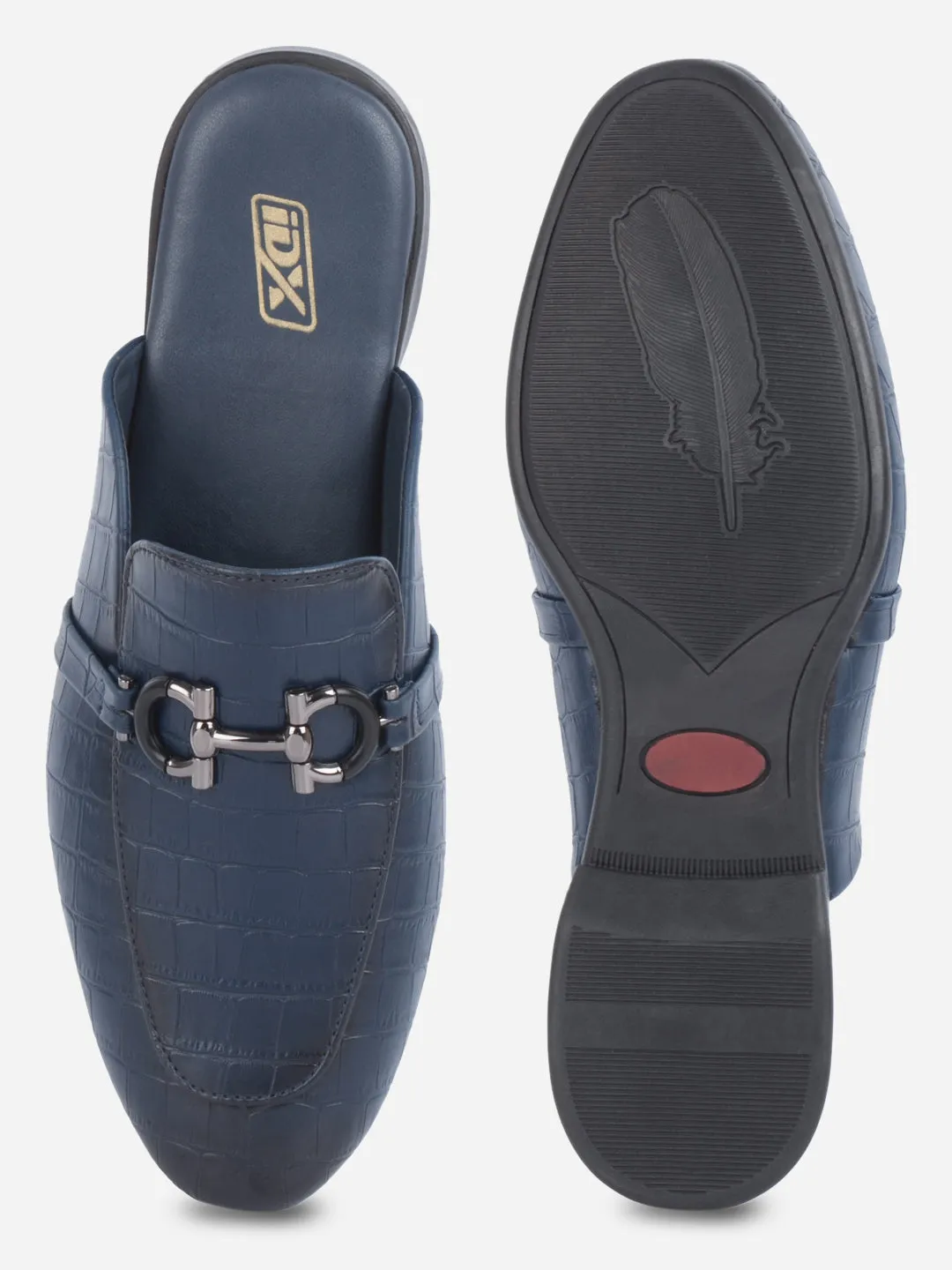 Men's Blue Smart Casual Buckle Mule (IX1089)