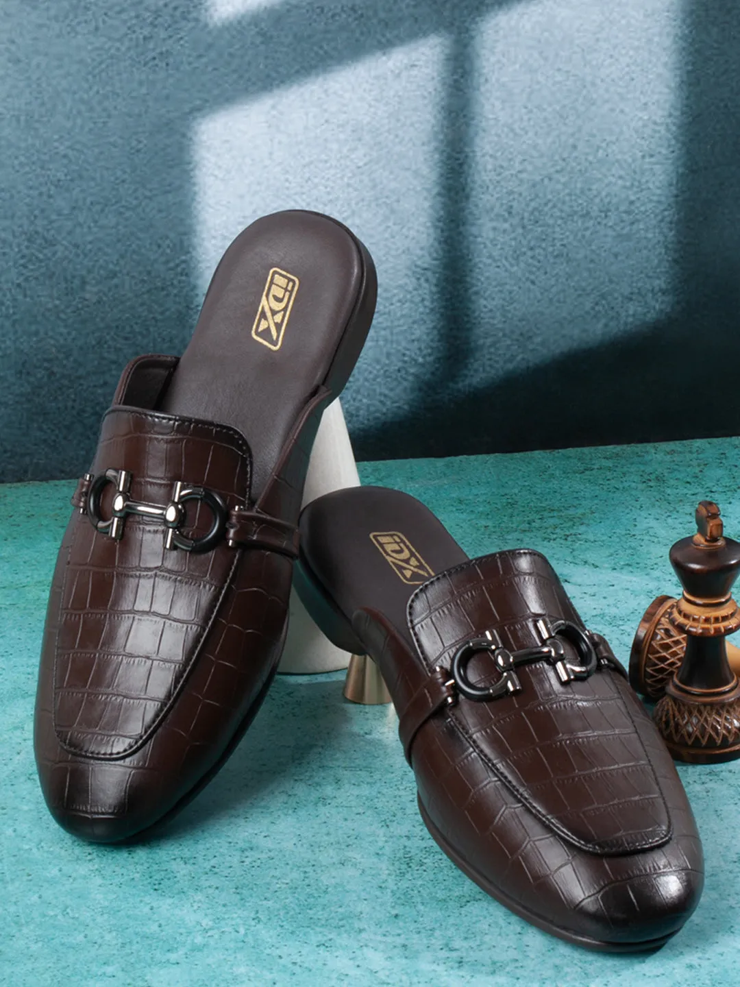 Men's Brown Smart Casual Buckle Mule (IX1089)