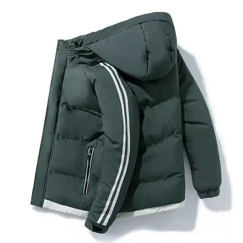 Men's puffer jacket with stripes and zip pockets