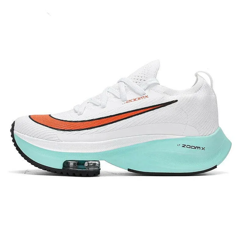 Mens Ultra Light Casual Sports Shoes in White with Orange and Teal