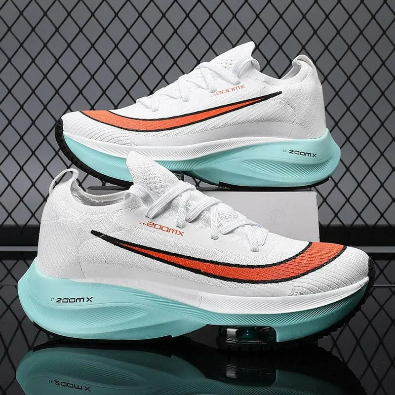 Mens Ultra Light Casual Sports Shoes in White with Orange and Teal