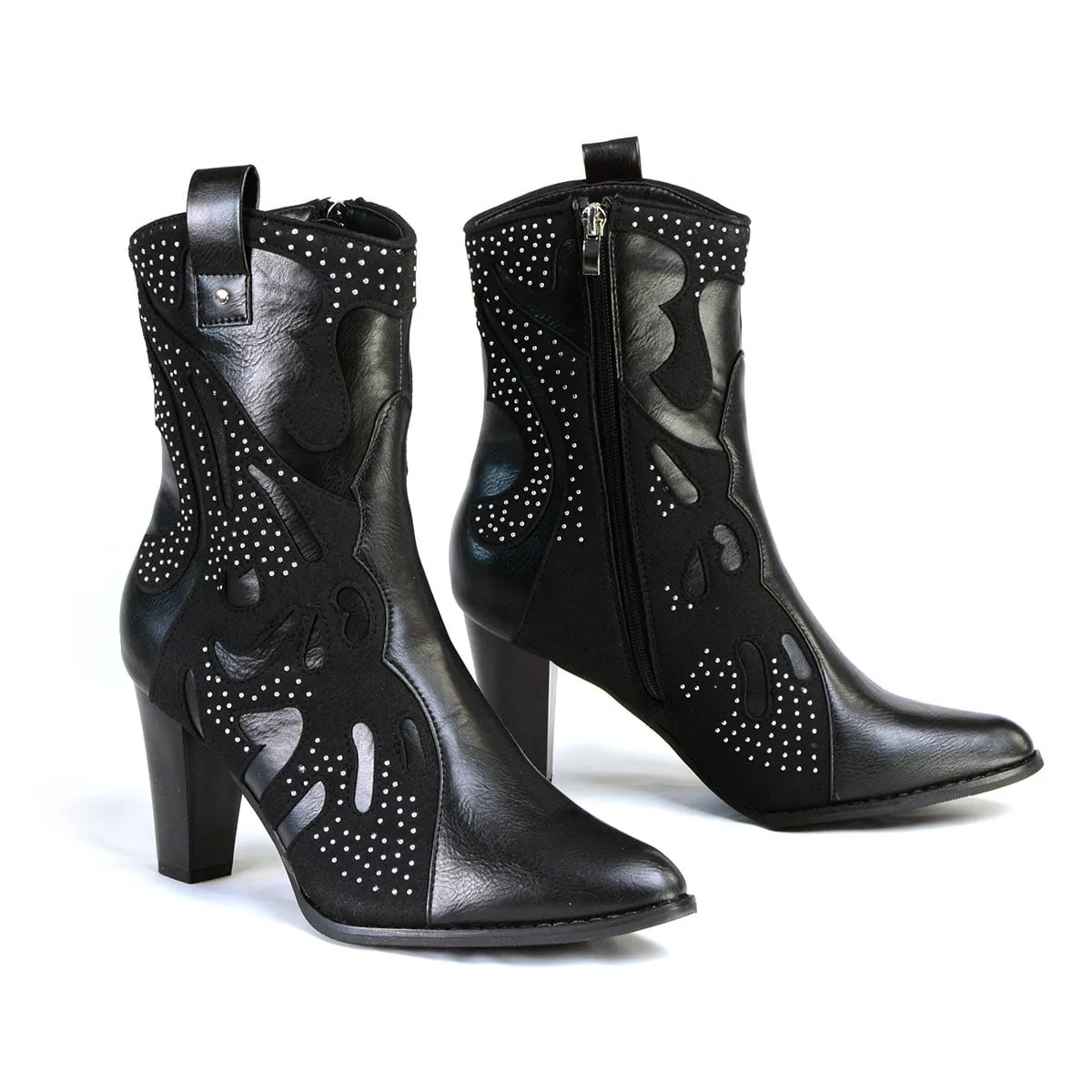 Milwaukee Leather MBL9429 Women's Black Western Style Fashion Casual Boots with Studded Bling