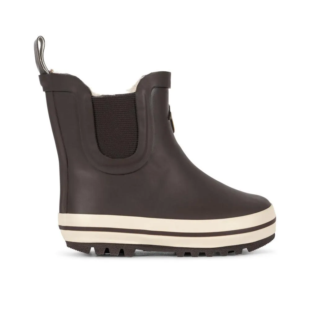 Roi Lemon Thermo Lined Welly Rain Boots (Chocolate Brown)