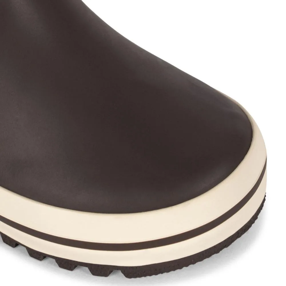 Roi Lemon Thermo Lined Welly Rain Boots (Chocolate Brown)