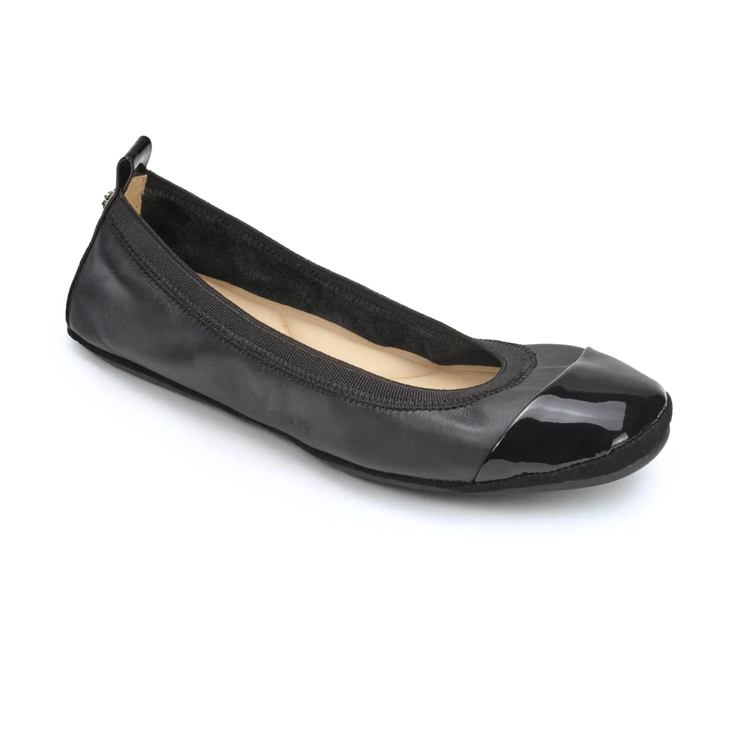 Samantha Foldable Ballet Flat in Black Leather