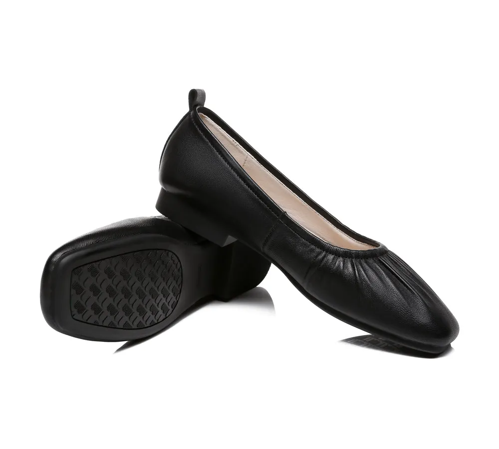 Square Toe Leather Ballet Flats Women Devora