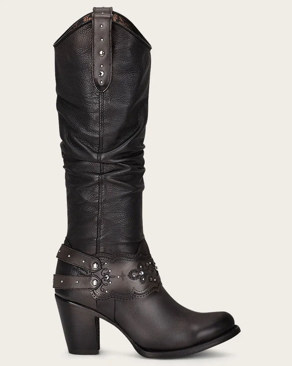 Tall black boot with crystals