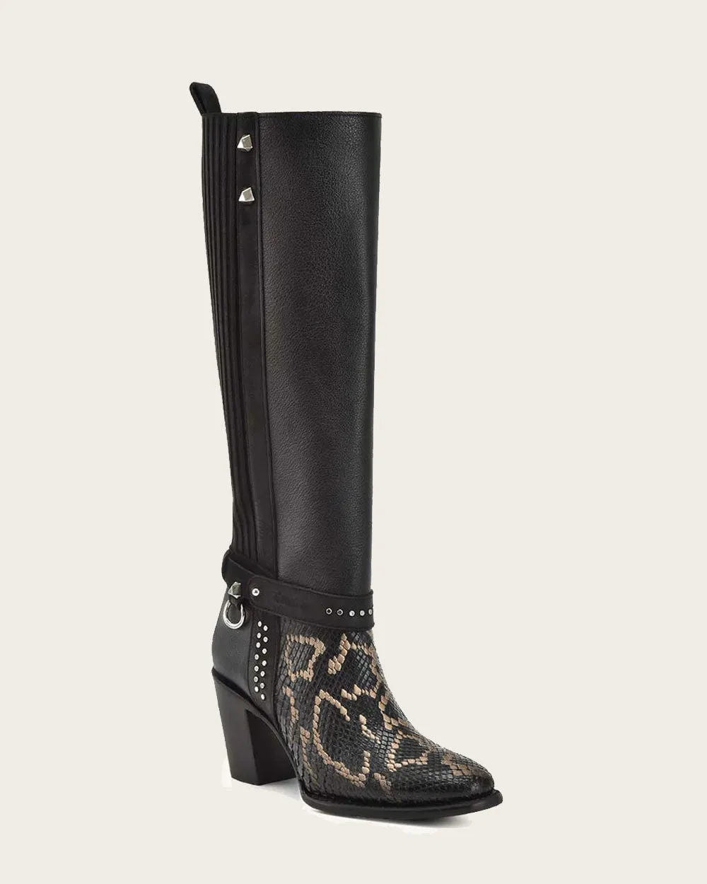 Tall black exotic boot