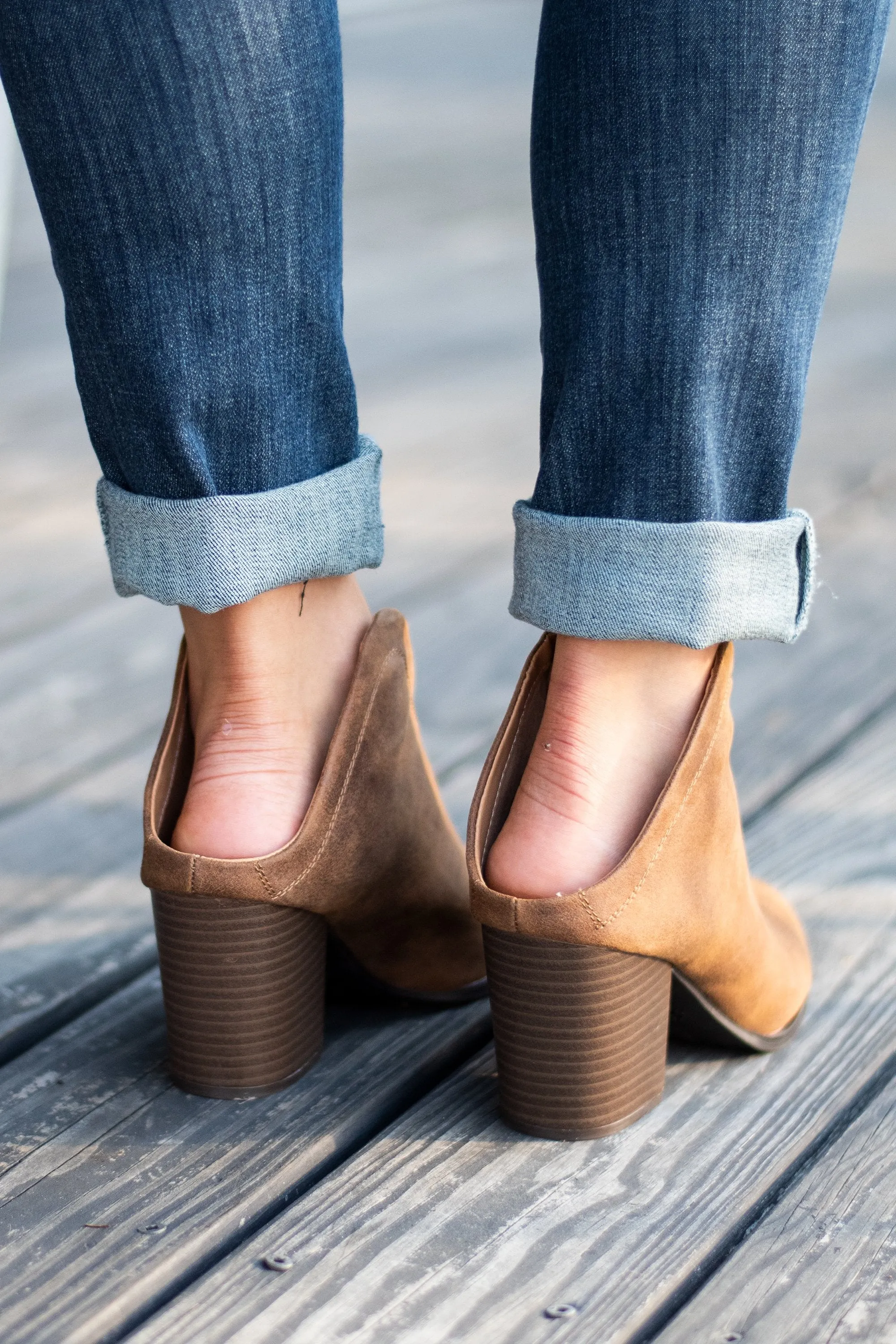 There For You Camel Brown Mule Booties