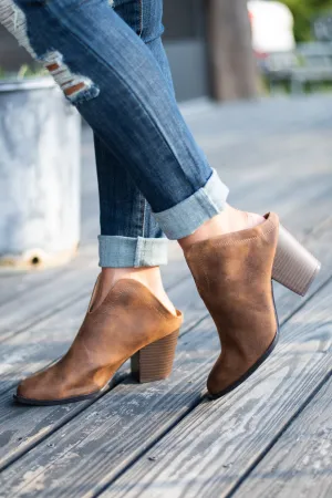 There For You Camel Brown Mule Booties